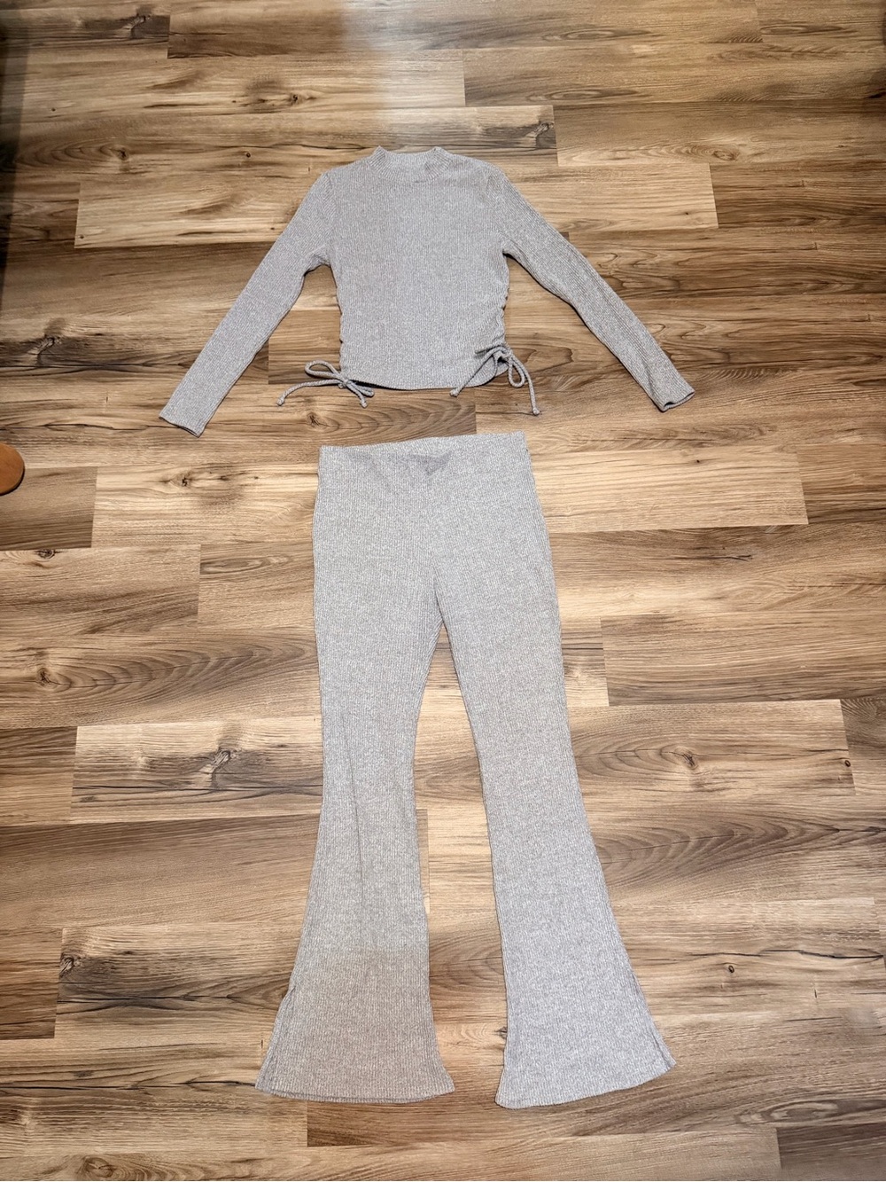 Sparkle Knit Flare Pants - Silver